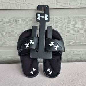 Under Armour UA Ignite VI Black Slide Sandals Boys Child SZ 12K Slip-On Sports